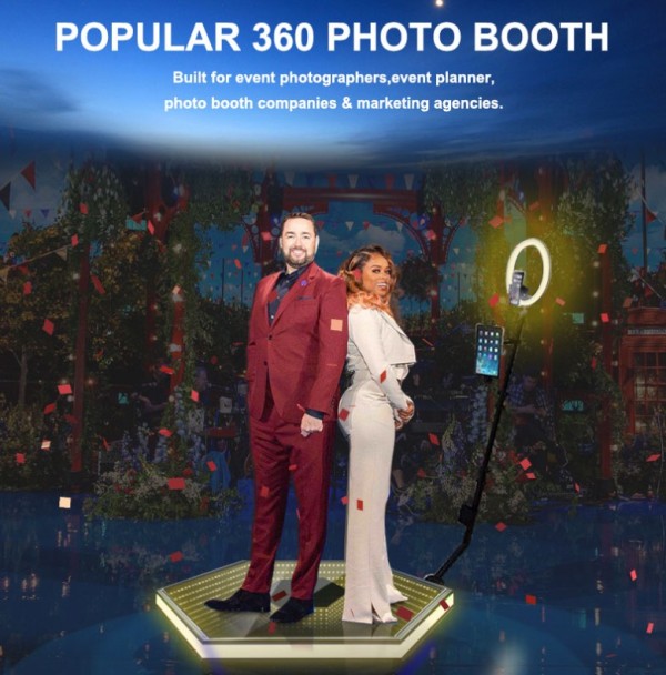 360 Hexagon LED Photo Booth 45″ (Automatic Spin)