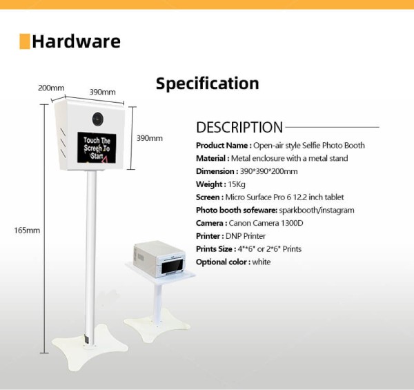 Open-air Style Selfie Photo Booth With 12.2‘’ Screen