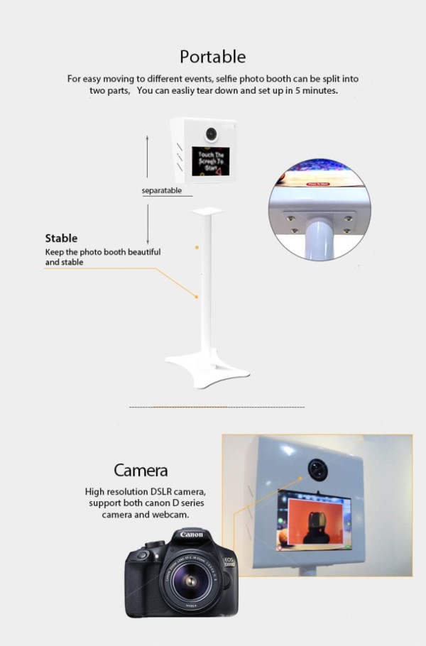 Open-air Style Selfie Photo Booth With 12.2‘’ Screen