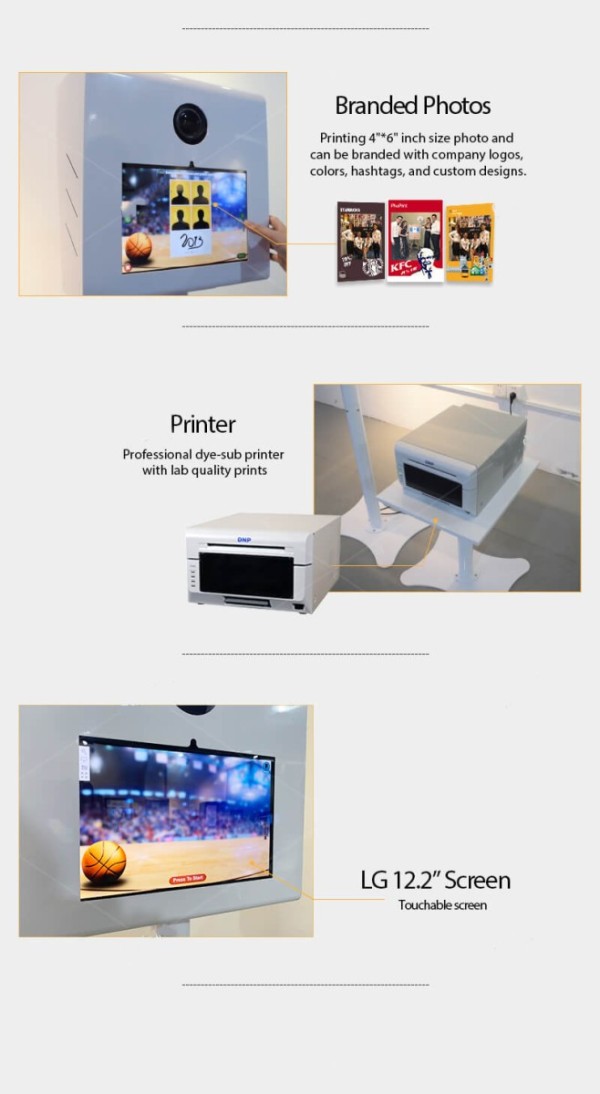 Open-air Style Selfie Photo Booth With 12.2‘’ Screen